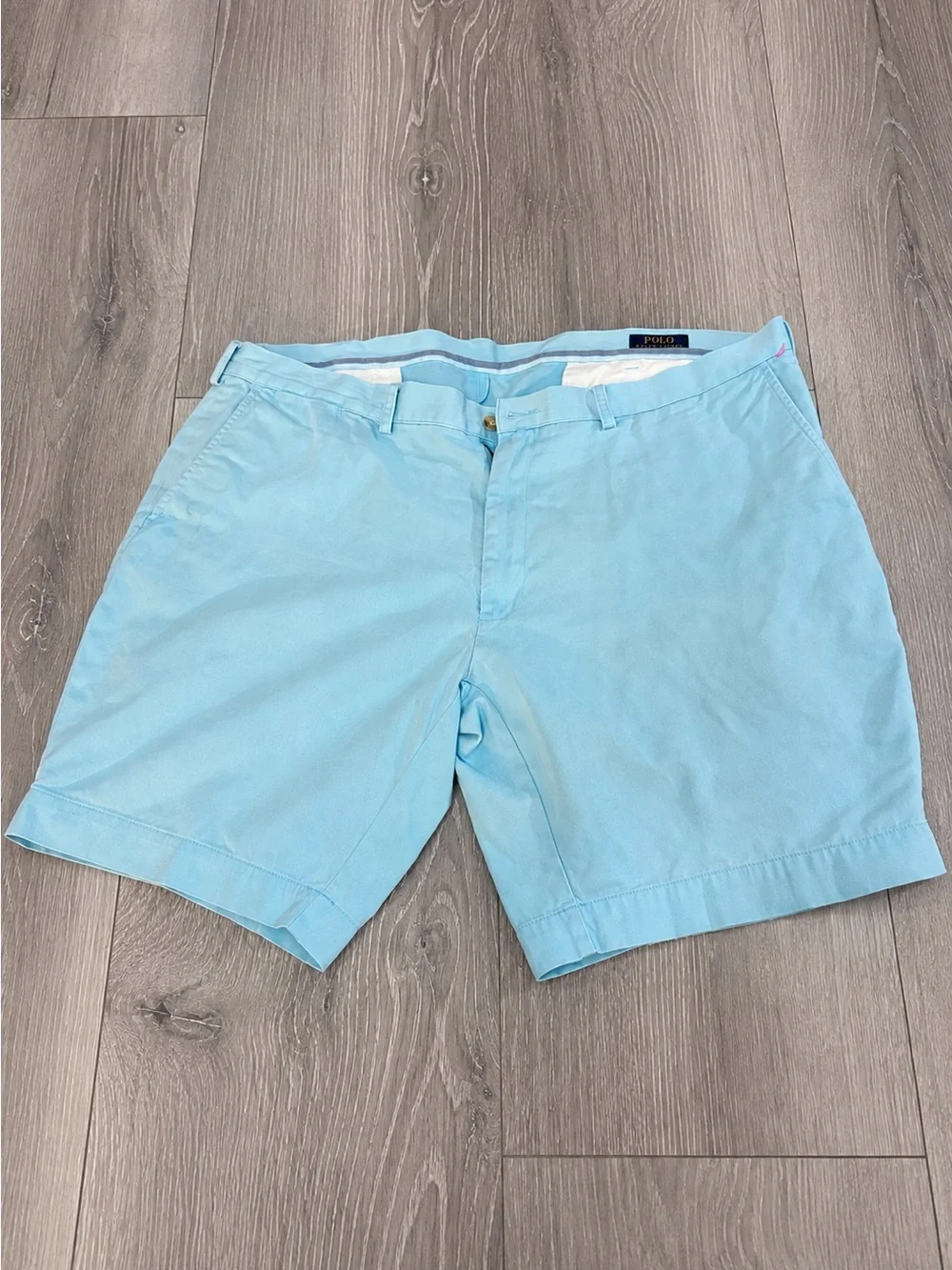 Polo by Ralph Lauren Sky Blue Men's Flat-Front Cotton Shorts